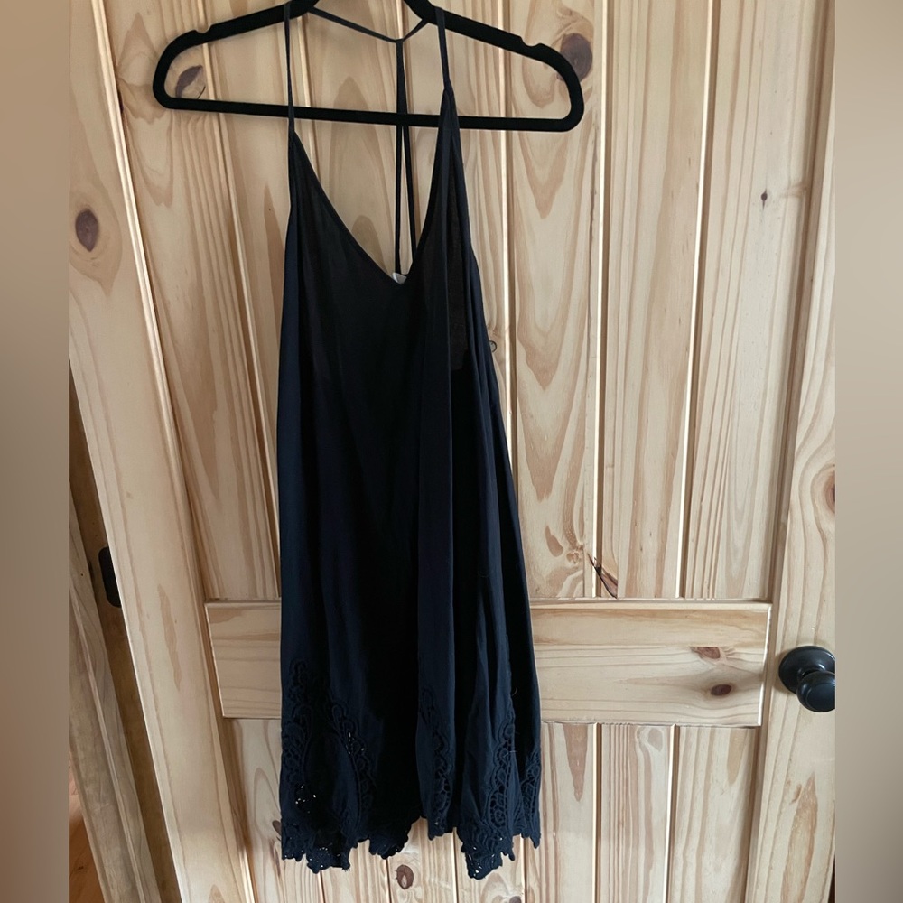 Free People Black Dress with Lace Hem